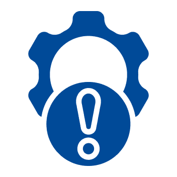 Gear and warning icon